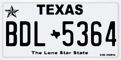 TX license plate BDL5364