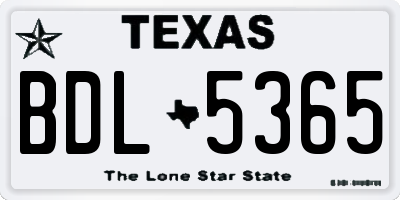TX license plate BDL5365