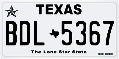 TX license plate BDL5367