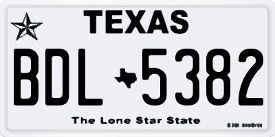 TX license plate BDL5382
