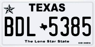TX license plate BDL5385