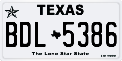 TX license plate BDL5386