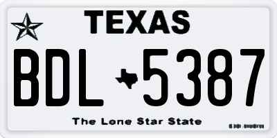 TX license plate BDL5387