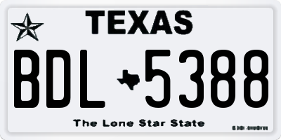 TX license plate BDL5388