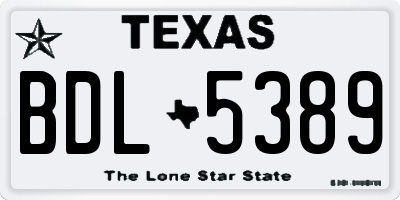 TX license plate BDL5389