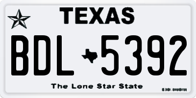 TX license plate BDL5392