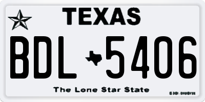 TX license plate BDL5406
