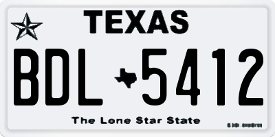 TX license plate BDL5412