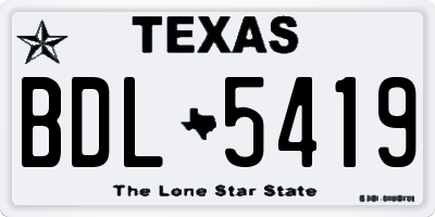 TX license plate BDL5419