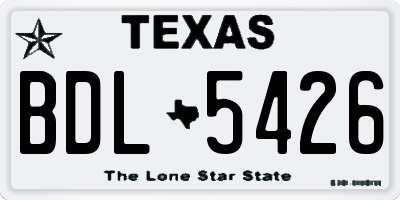 TX license plate BDL5426