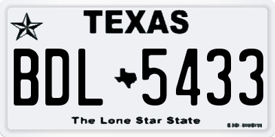TX license plate BDL5433