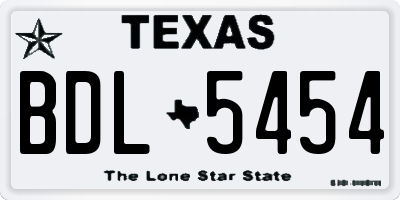 TX license plate BDL5454