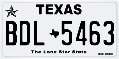 TX license plate BDL5463