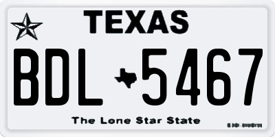 TX license plate BDL5467