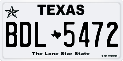 TX license plate BDL5472
