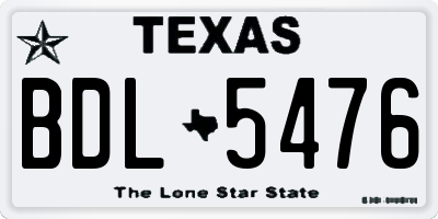TX license plate BDL5476