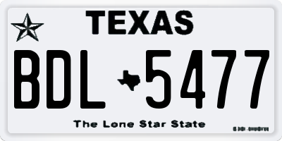 TX license plate BDL5477