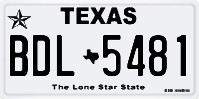 TX license plate BDL5481