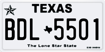TX license plate BDL5501