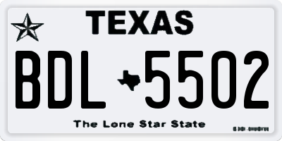 TX license plate BDL5502