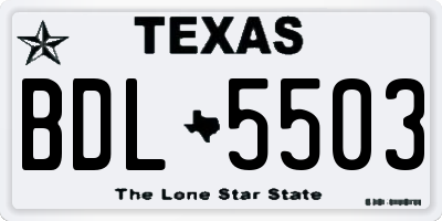 TX license plate BDL5503
