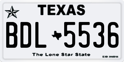 TX license plate BDL5536