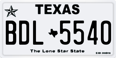 TX license plate BDL5540