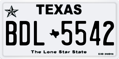 TX license plate BDL5542