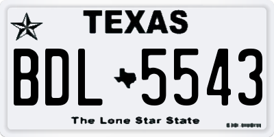 TX license plate BDL5543