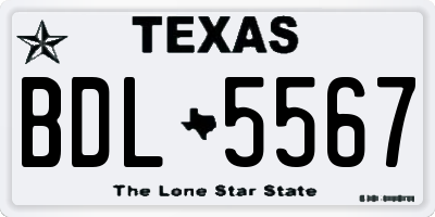 TX license plate BDL5567