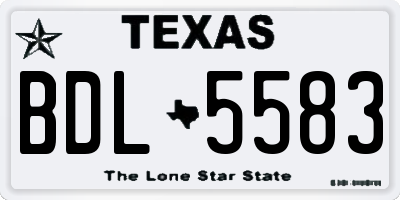 TX license plate BDL5583