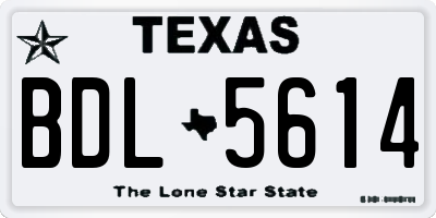TX license plate BDL5614
