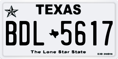TX license plate BDL5617