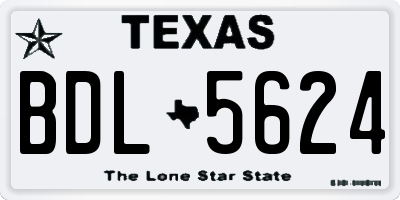 TX license plate BDL5624
