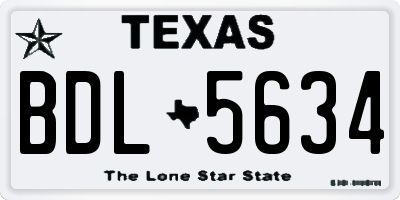 TX license plate BDL5634