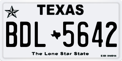 TX license plate BDL5642