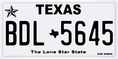 TX license plate BDL5645