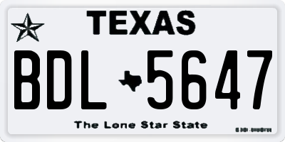 TX license plate BDL5647