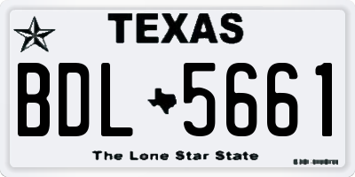 TX license plate BDL5661
