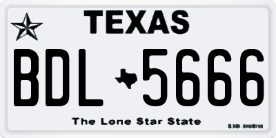TX license plate BDL5666
