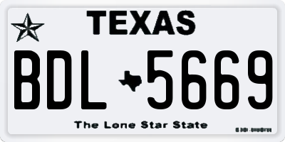 TX license plate BDL5669
