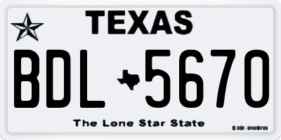 TX license plate BDL5670