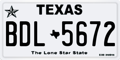 TX license plate BDL5672