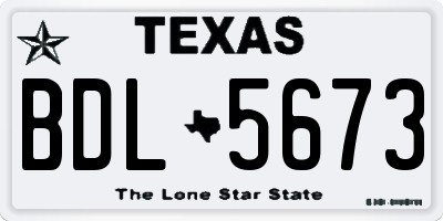 TX license plate BDL5673