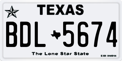 TX license plate BDL5674