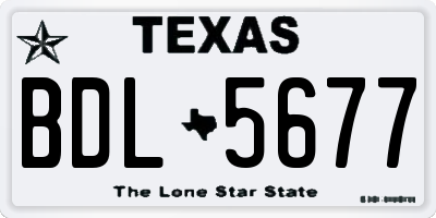 TX license plate BDL5677
