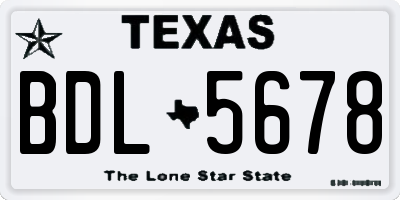 TX license plate BDL5678