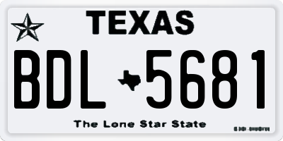 TX license plate BDL5681