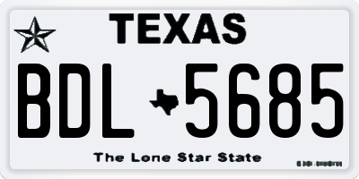 TX license plate BDL5685