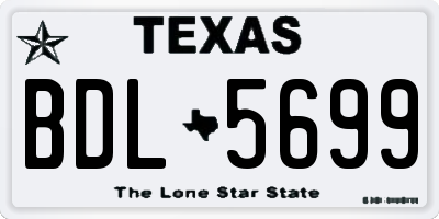 TX license plate BDL5699